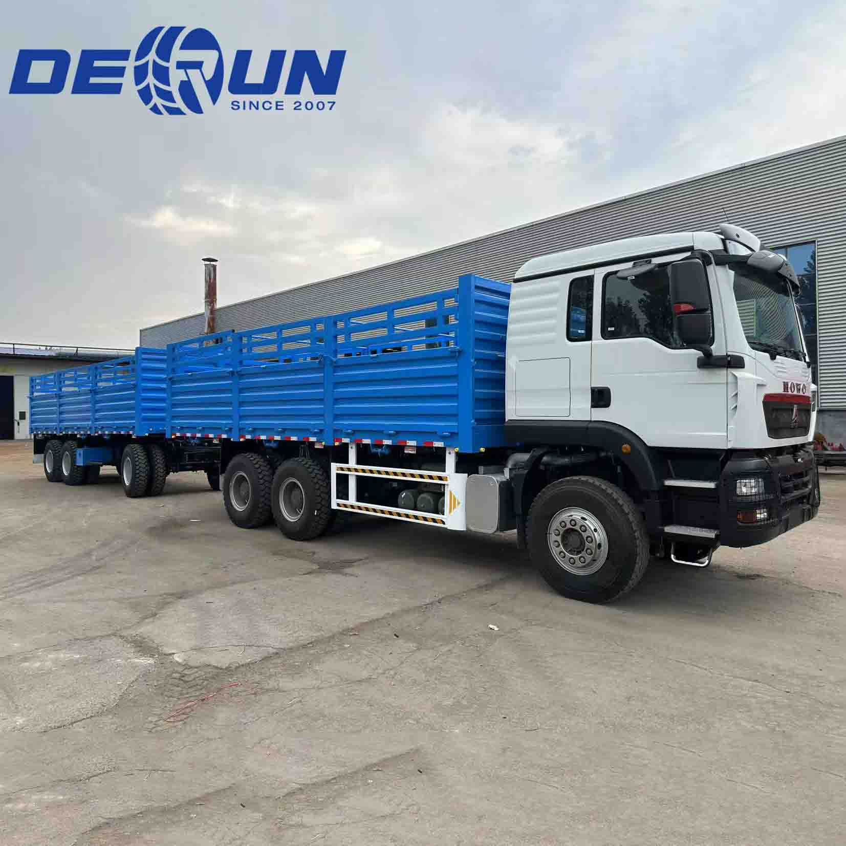 Sinotruk How Tx 6x4 ограден товарен товарен камион с ремарке за издърпване на 3 ос